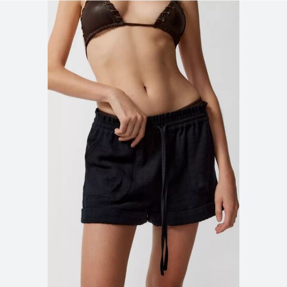 URBAN OUTFITTERS Uo Mya Linen Short In Black XS - Picture 2 of 2
